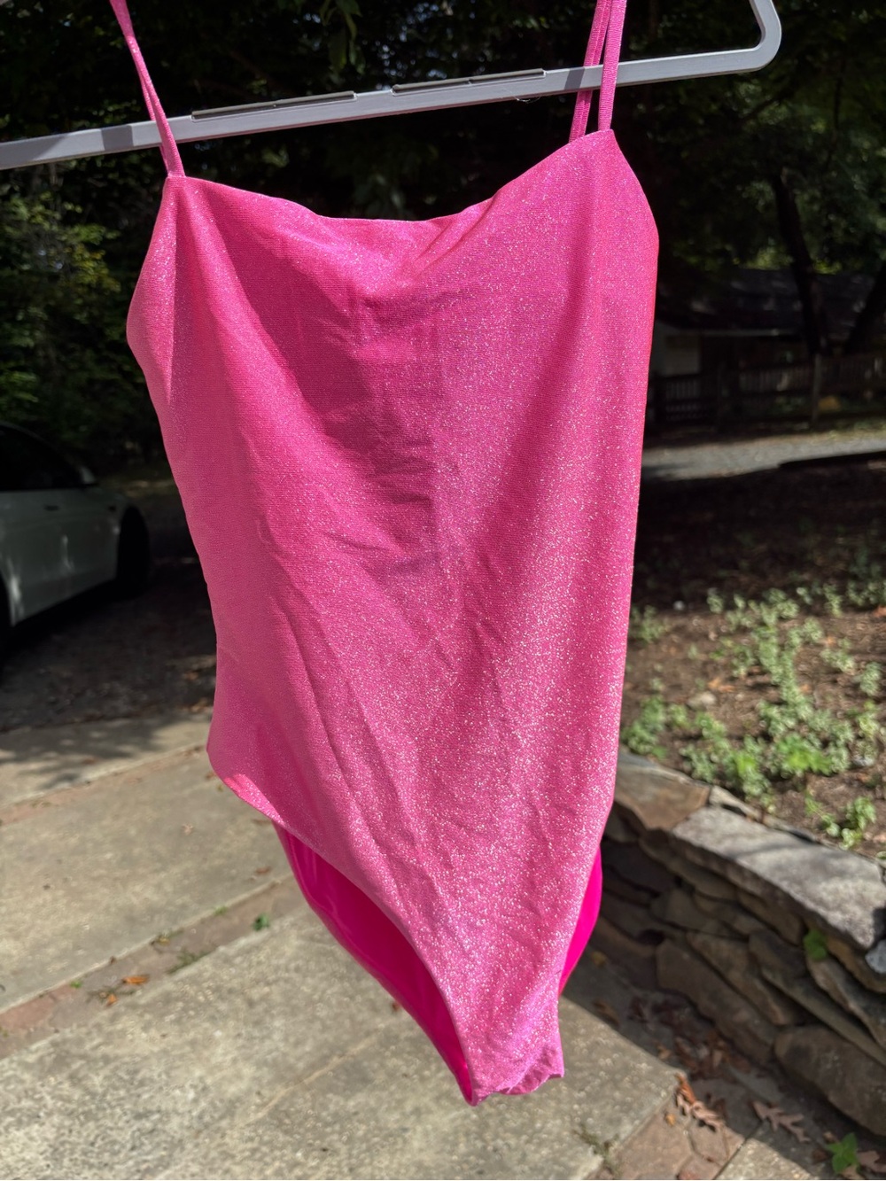 Aqua Hot Pink Shimmer Asymmetrical Slip Skirt